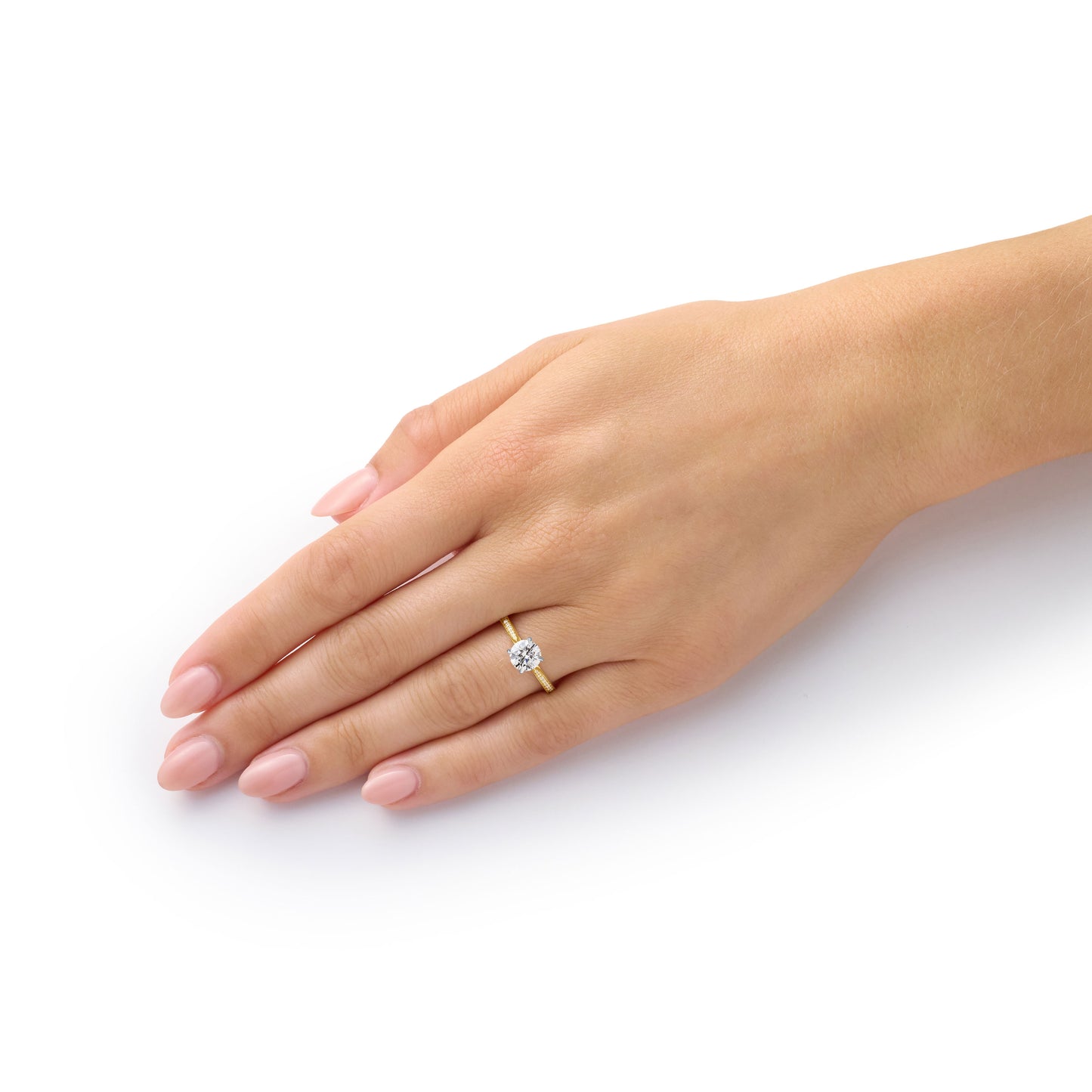 1.02cts Round brilliant Cut Diamond Solitaire Ring With Diamond Set Shoulders