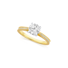 1.02cts Round brilliant Cut Diamond Solitaire Ring With Diamond Set Shoulders