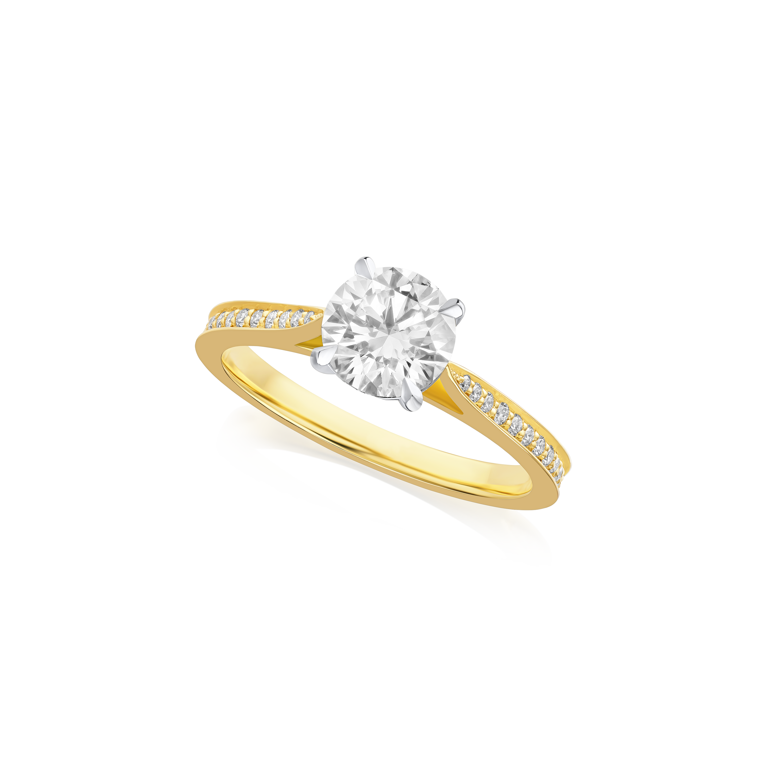 1.02cts Round brilliant Cut Diamond Solitaire Ring With Diamond Set Shoulders