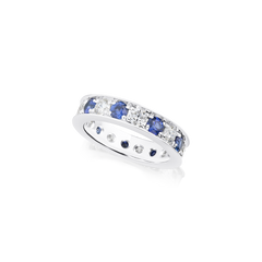 Skyline Sapphire and Diamond Full Set Eternity Ring, 4mm
