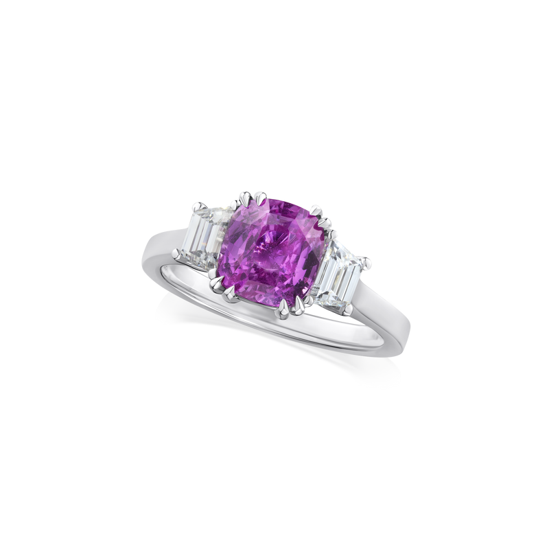 2.55cts Pink Sapphire and Diamond Three Stone Ring