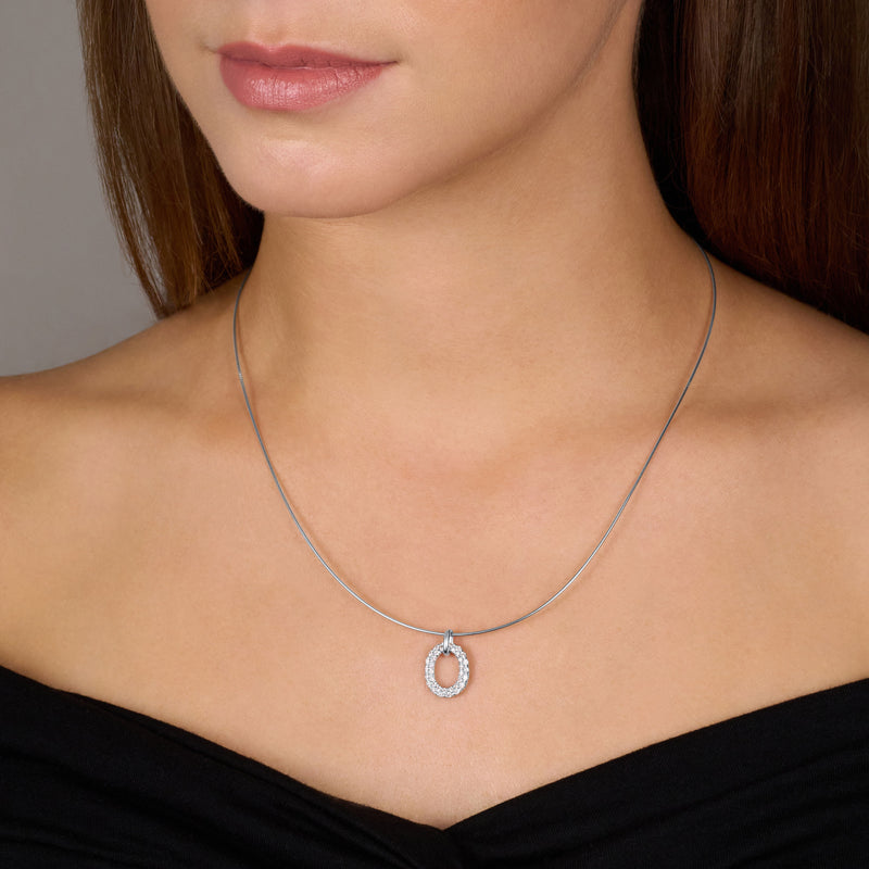 0.26ct Diamond Set Oval Pendant