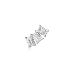 Three Stone Emerald Cut Diamond Stud