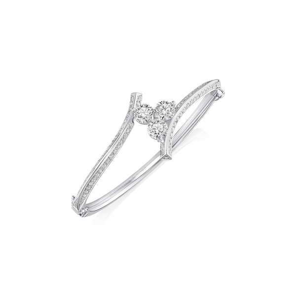 Trefoil Diamond Set Twist Bangle