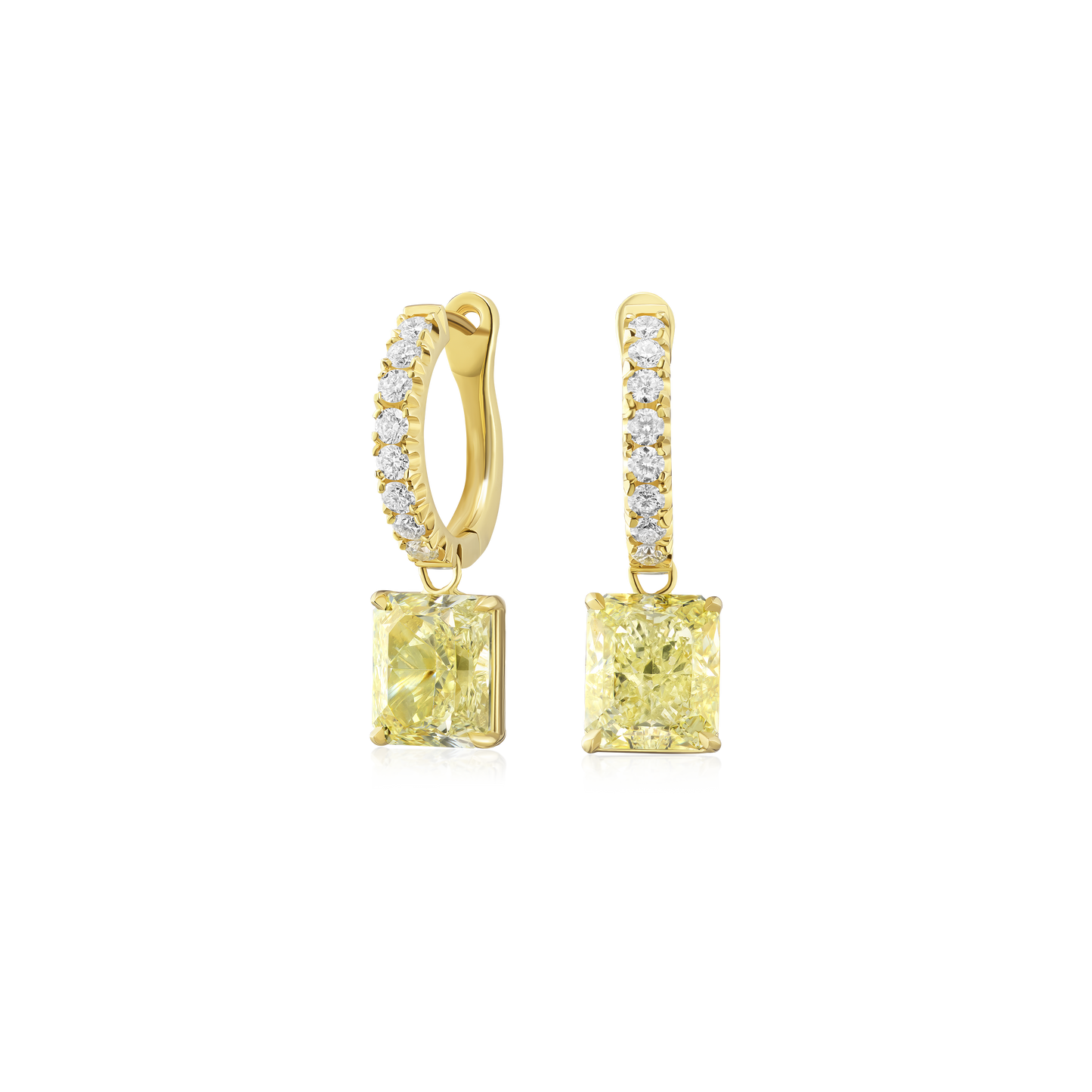 4.03cts Yellow Diamond Drop Hoop Earrings