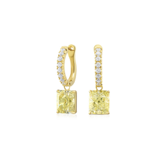 4.03cts Yellow Diamond Drop Hoop Earrings