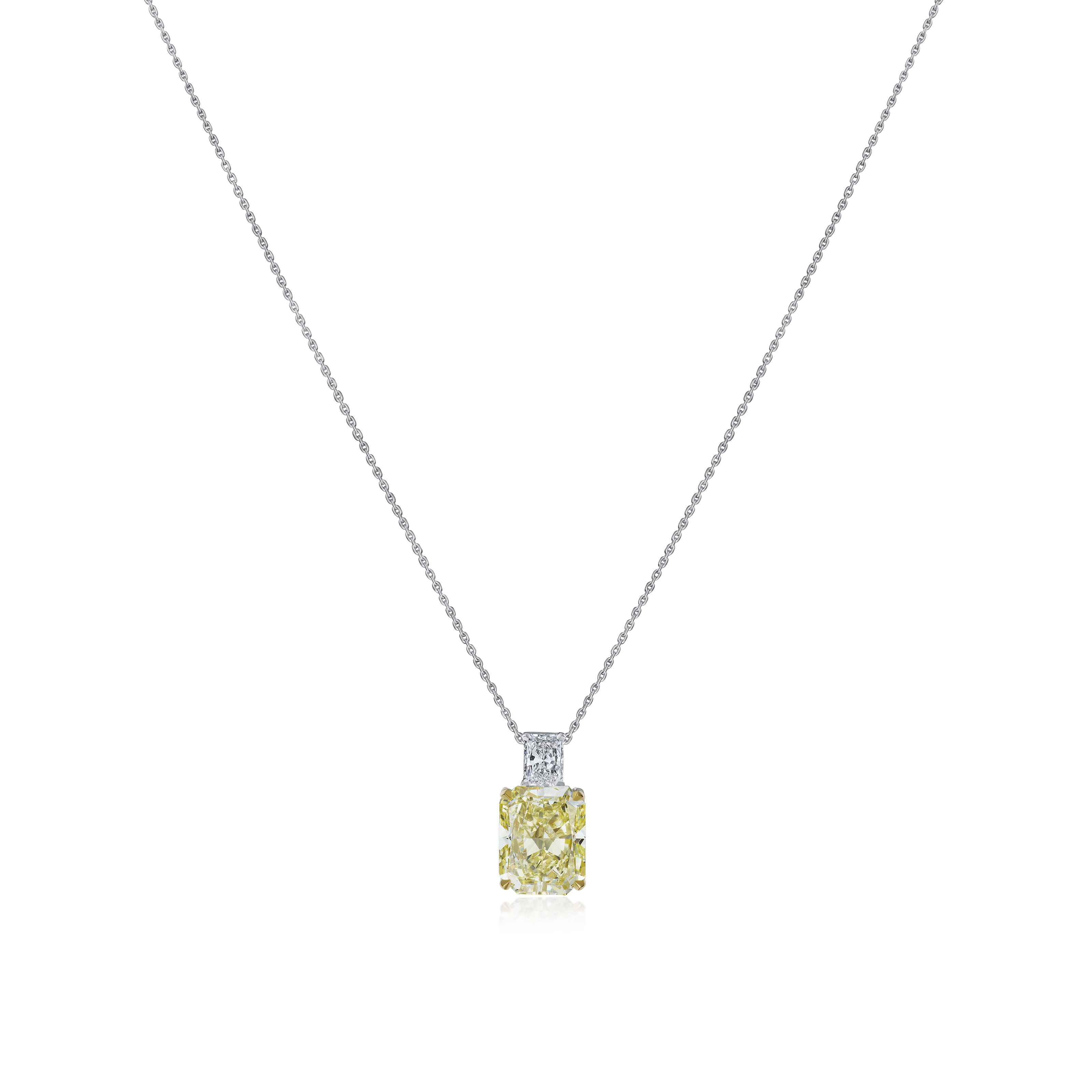 Yellow and White Diamond Two Stone Pendant