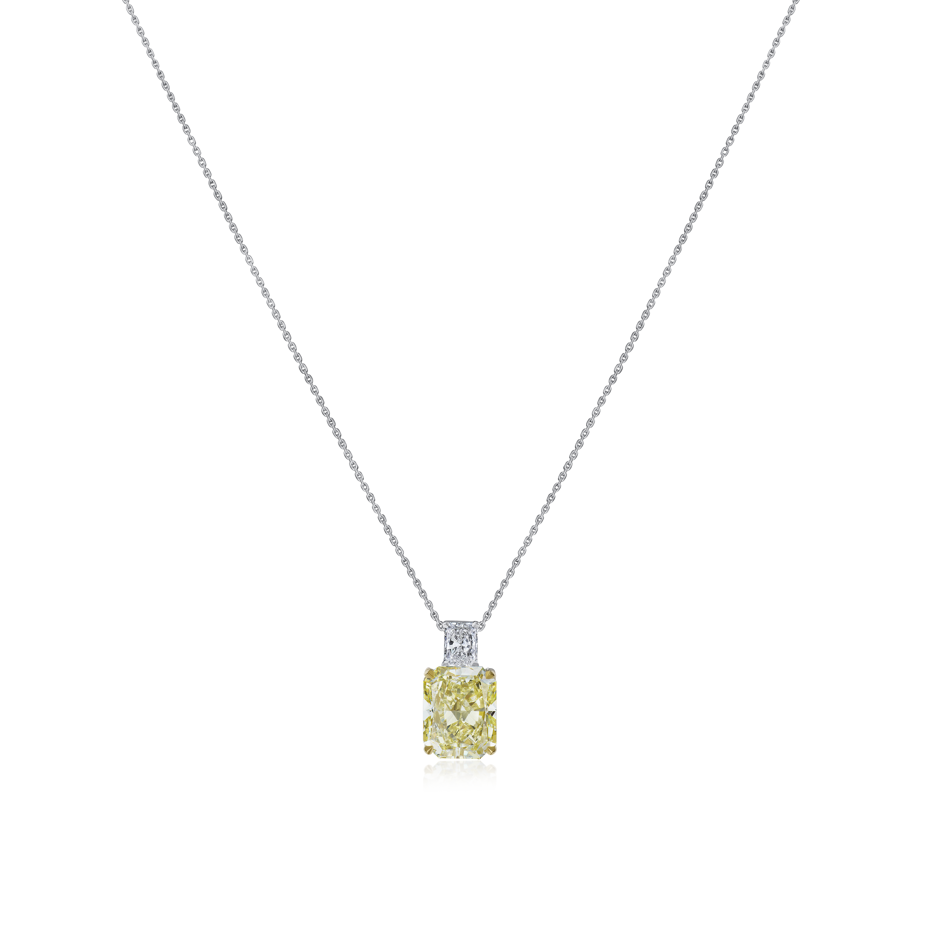 Yellow and White Diamond Two Stone Pendant