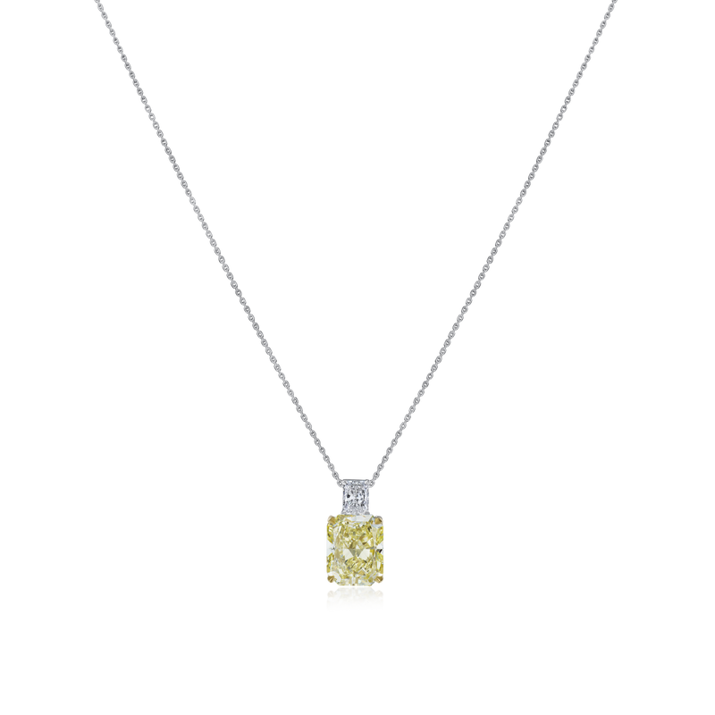 Yellow and White Diamond Two Stone Pendant