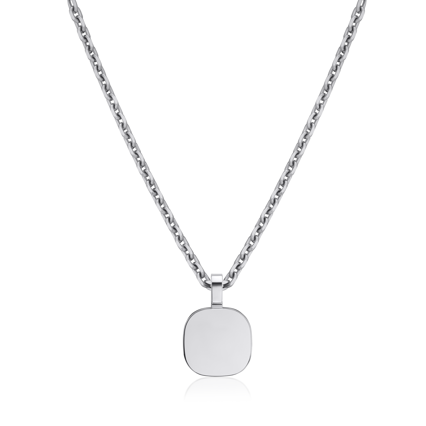 Platinum Flat Cushion Pendant 24"