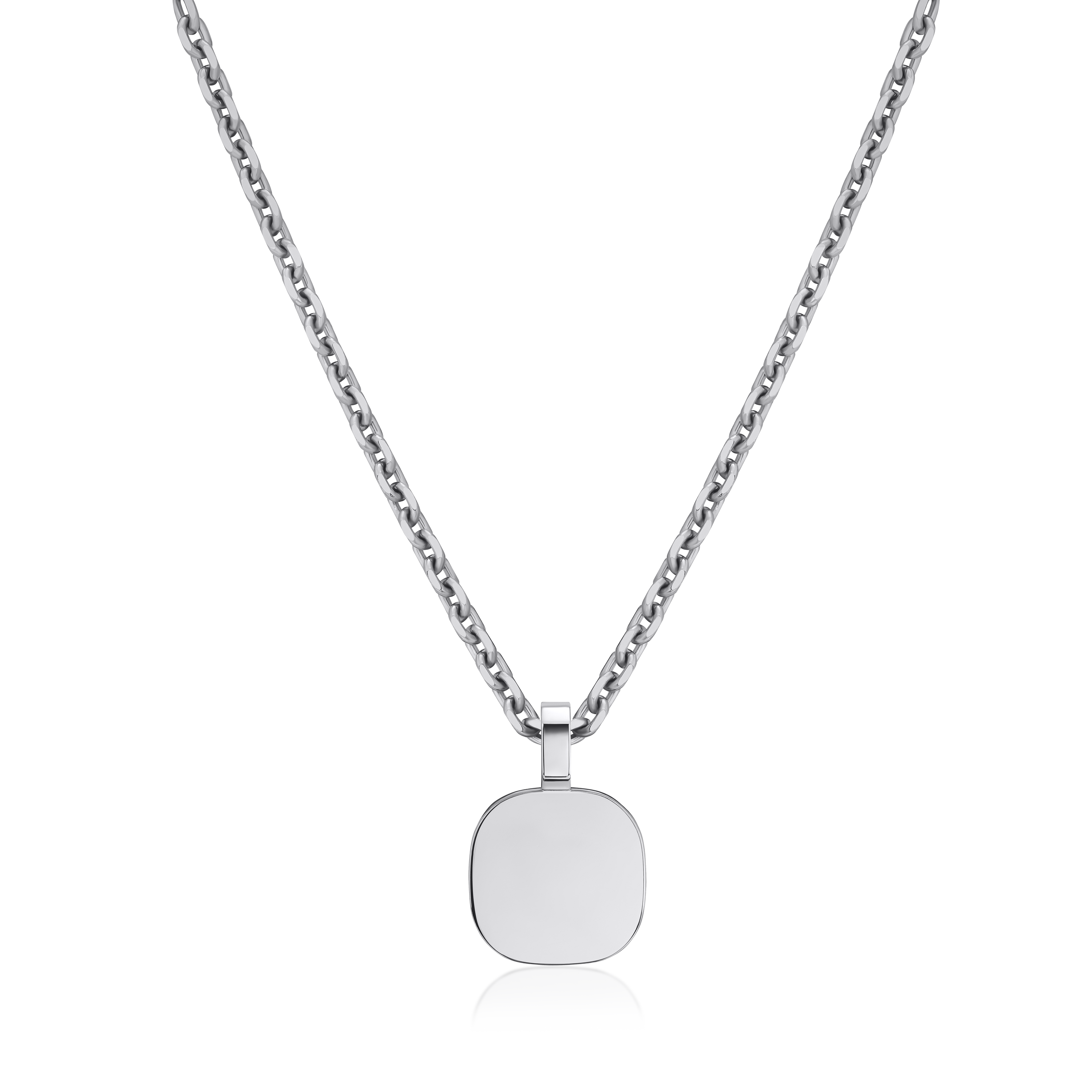 Platinum Flat Cushion Pendant 24"