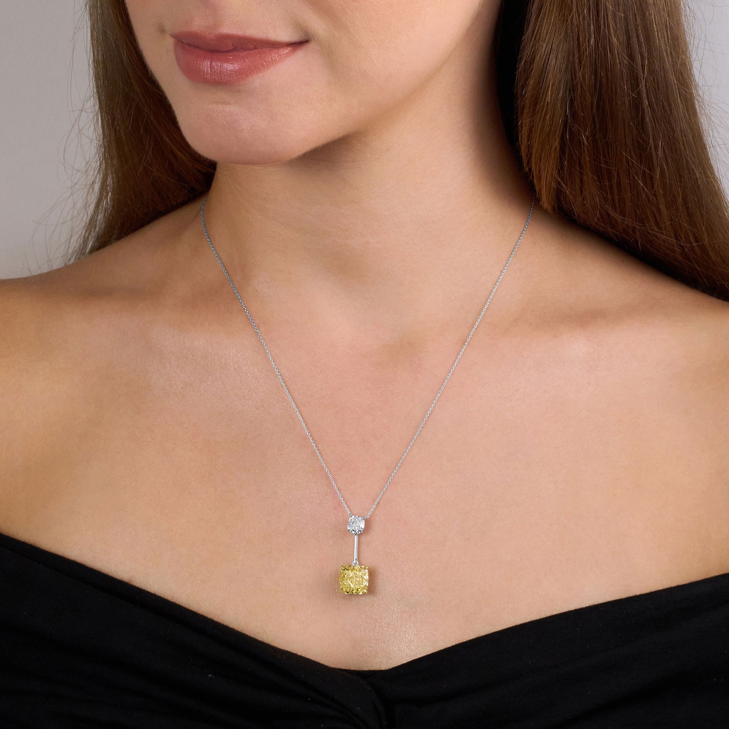 6.68cts Fancy Intense Yellow Diamond Drop Pendant
