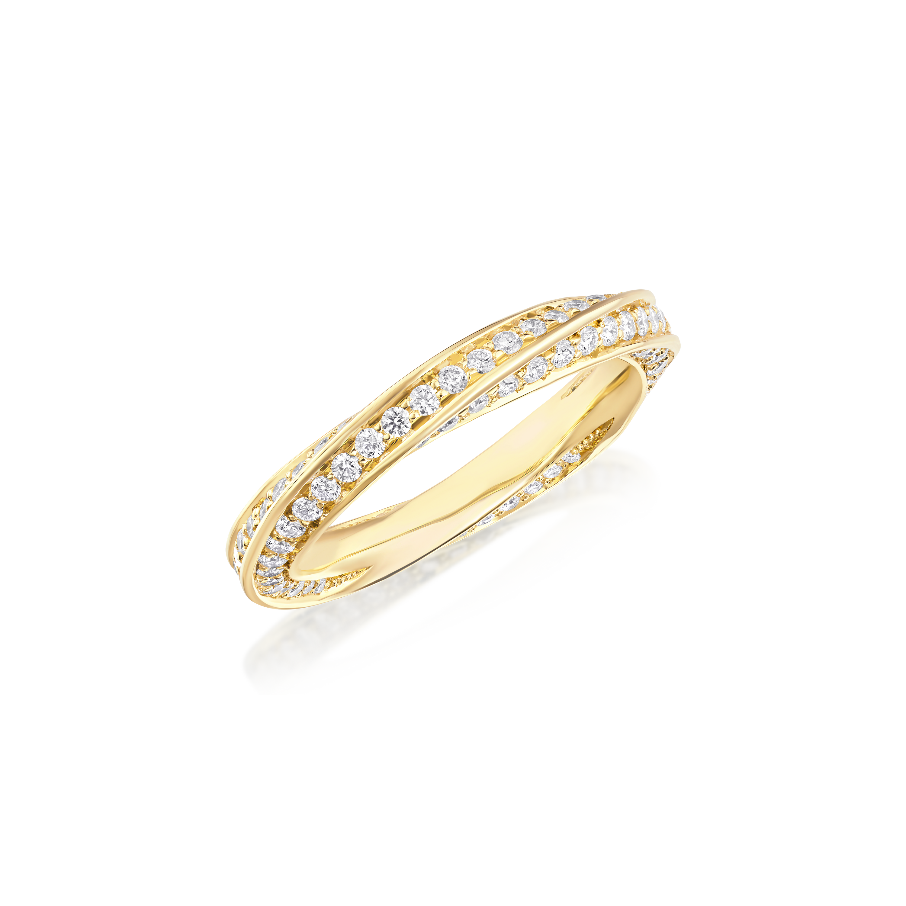 Skyline Collection Full Diamond Set 18ct Yellow Gold Twist Ring