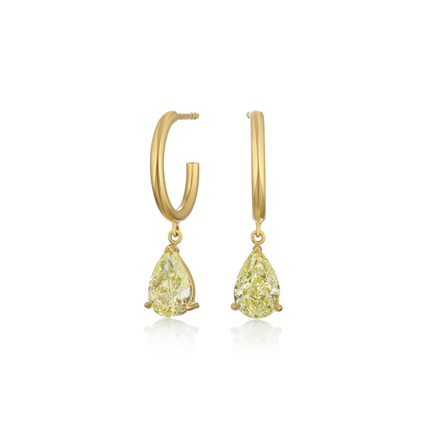 2.13cts Yellow Diamond Drop Hoop Earrings