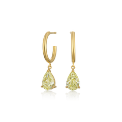 2.13cts Yellow Diamond Drop Hoop Earrings