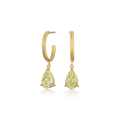 2.13cts Yellow Diamond Drop Hoop Earrings