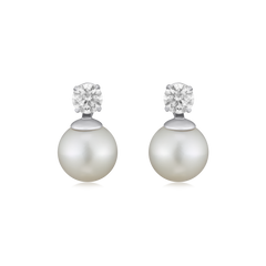South Sea Pearl and Diamond Slide On/Off Earrings