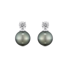 Tahitian Pearl and Diamond Slide On/Off Earrings