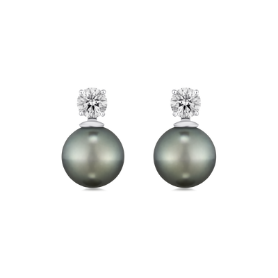 Tahitian Pearl and Diamond Slide On/Off Earrings