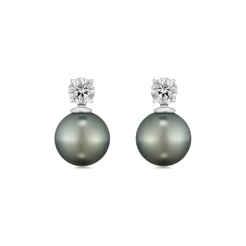 Tahitian Pearl and Diamond Slide On/Off Earrings