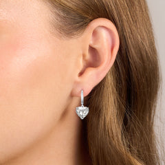 4.89cts Heart Diamond Drop Hoop Earrings