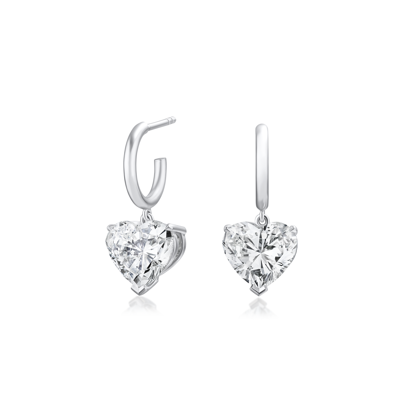4.89cts Heart Diamond Drop Hoop Earrings