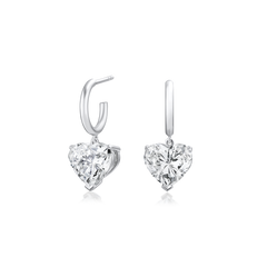 4.89cts Heart Diamond Drop Hoop Earrings
