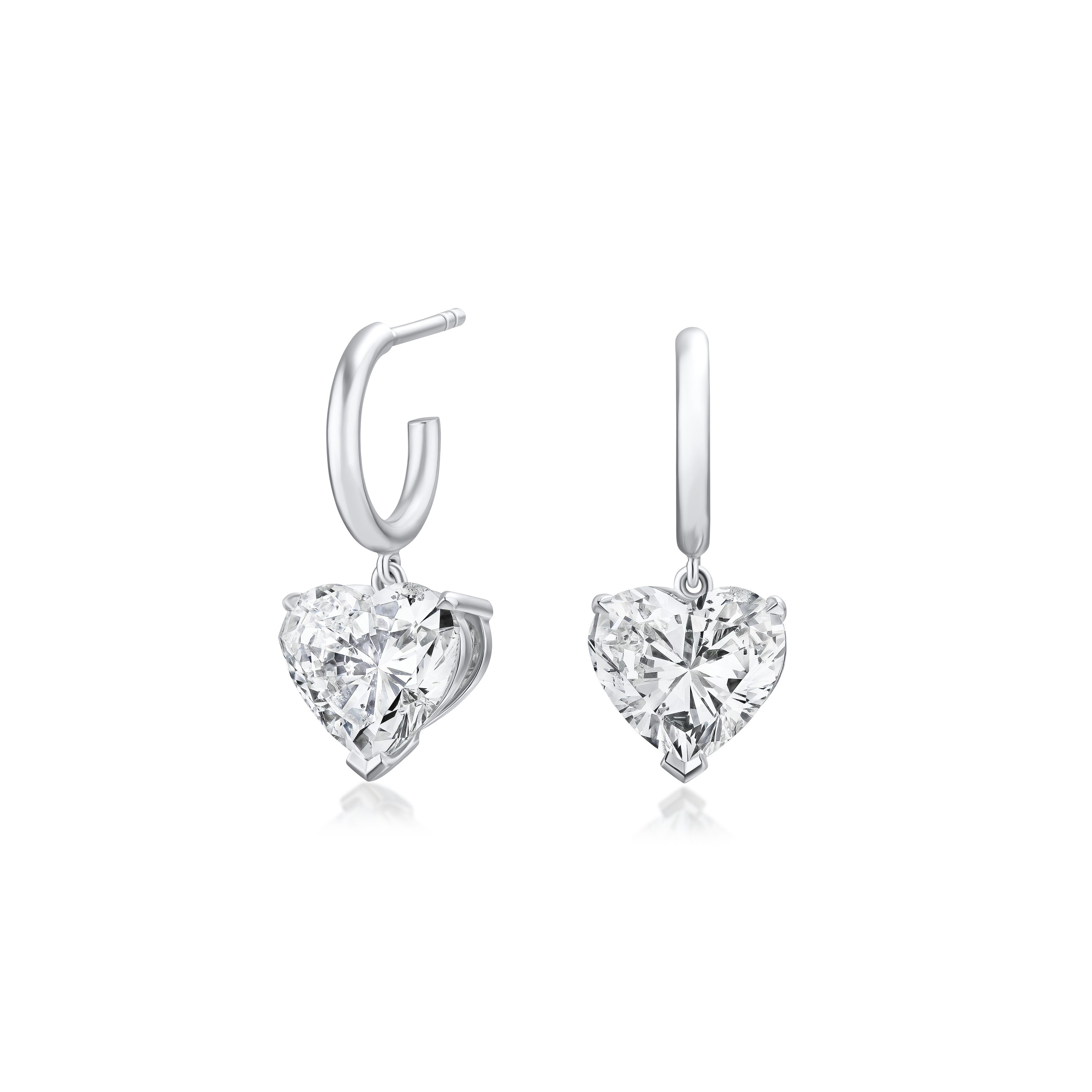 4.89cts Heart Diamond Drop Hoop Earrings