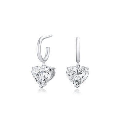 4.89cts Heart Diamond Drop Hoop Earrings