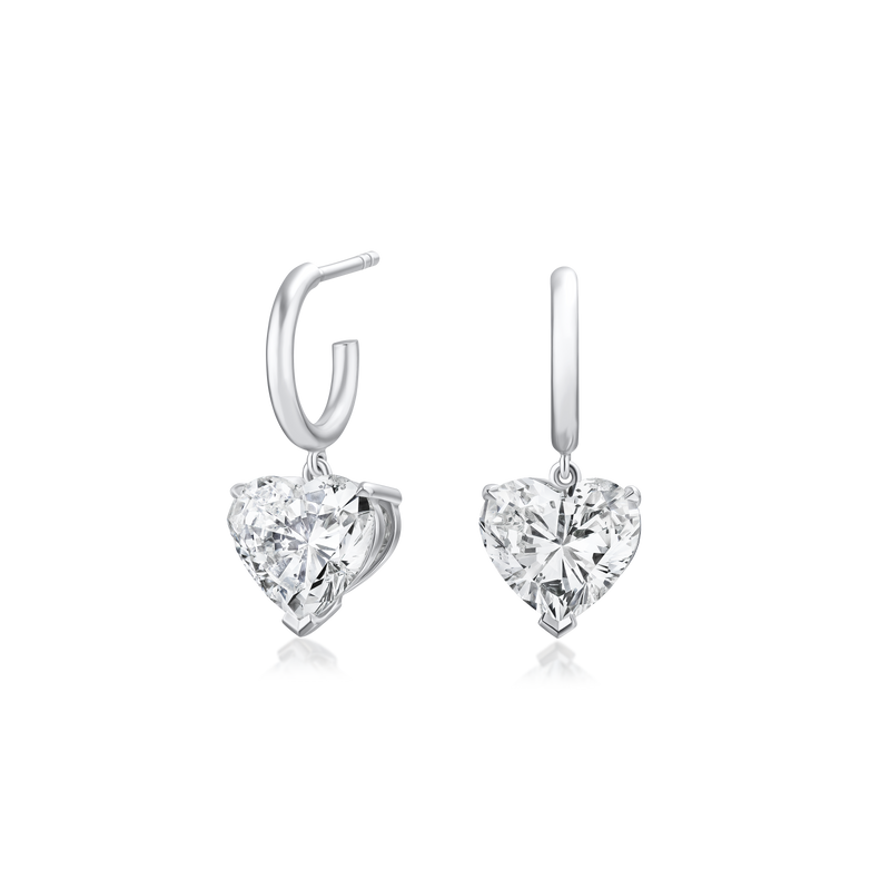 4.89cts Heart Diamond Drop Hoop Earrings
