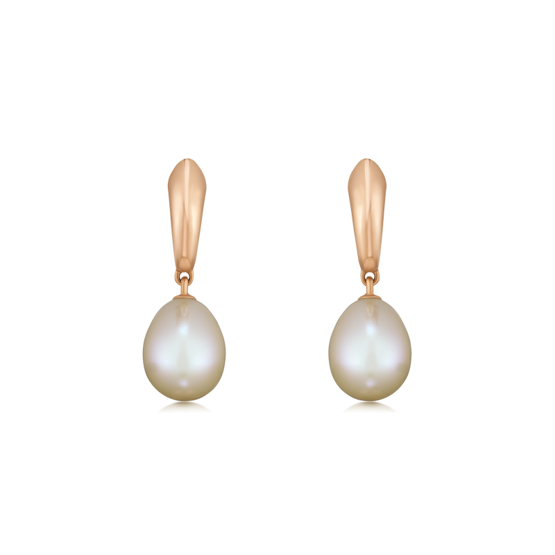 18ct Rose Gold Pearl Drop Earrings