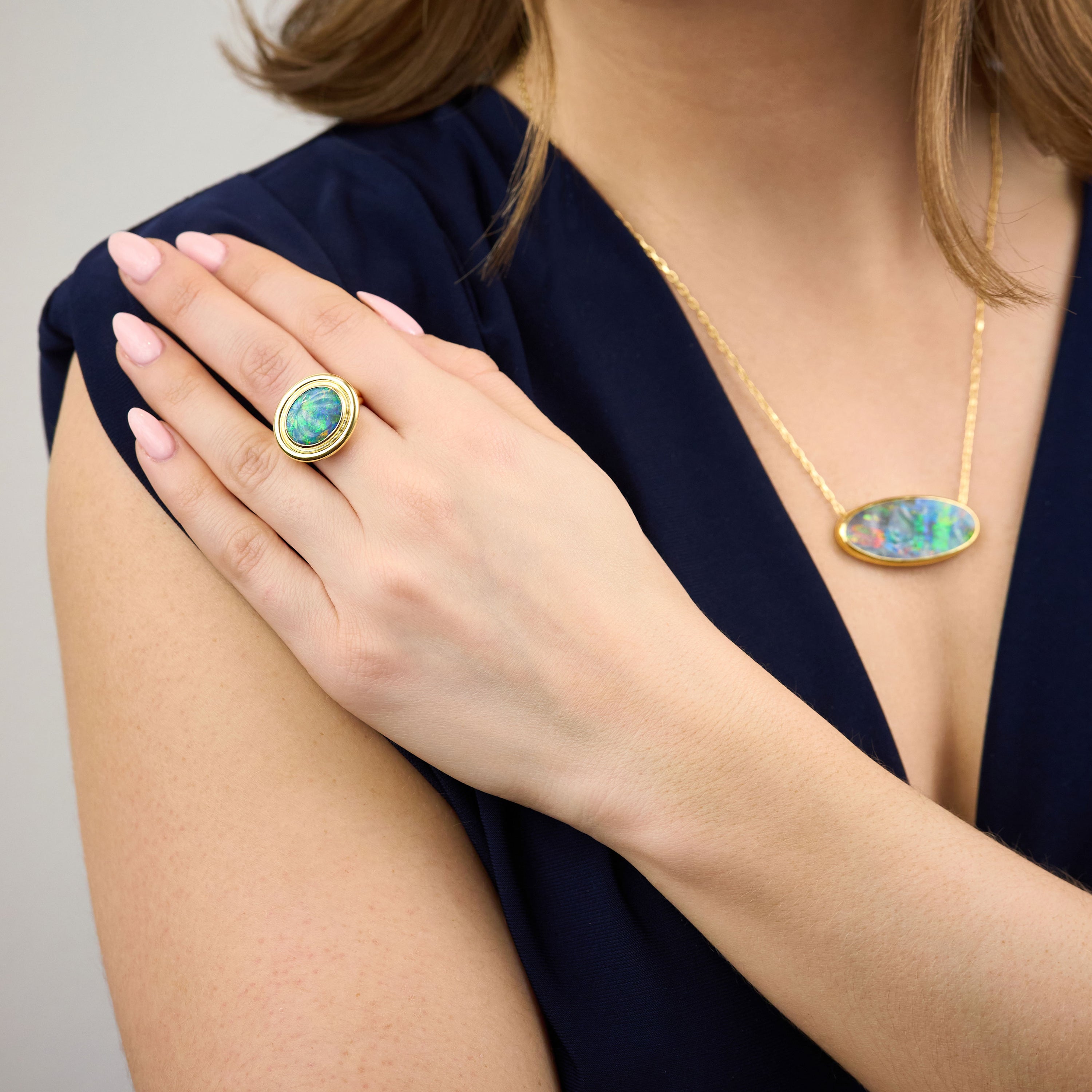 3.86ct Black Opal 18ct Yellow Gold Ring