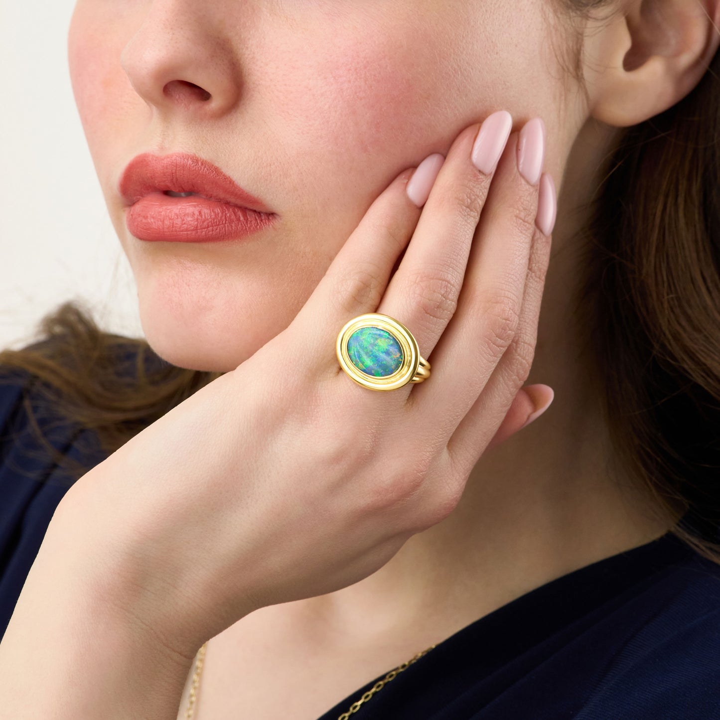 3.86ct Black Opal 18ct Yellow Gold Ring