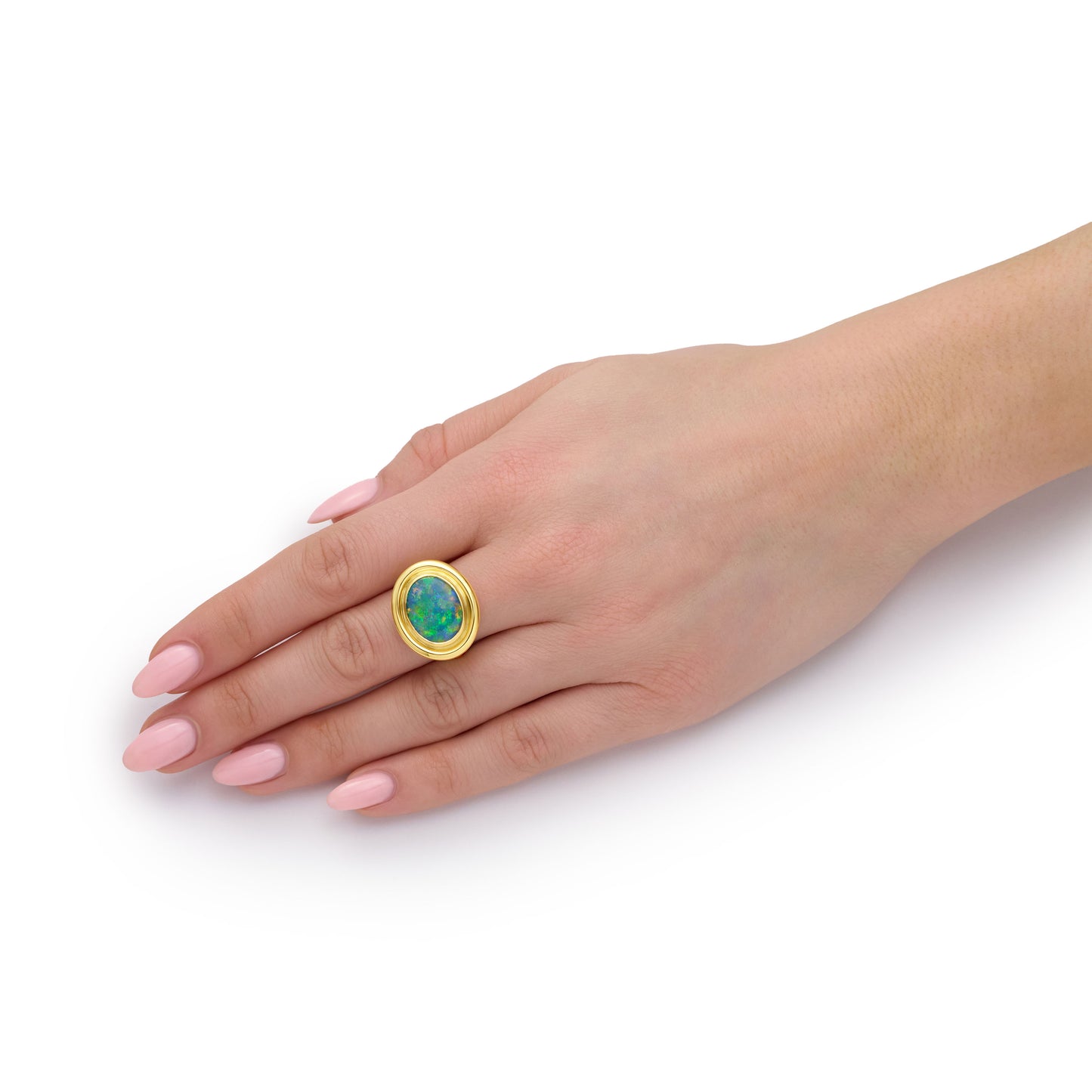 3.86ct Black Opal 18ct Yellow Gold Ring