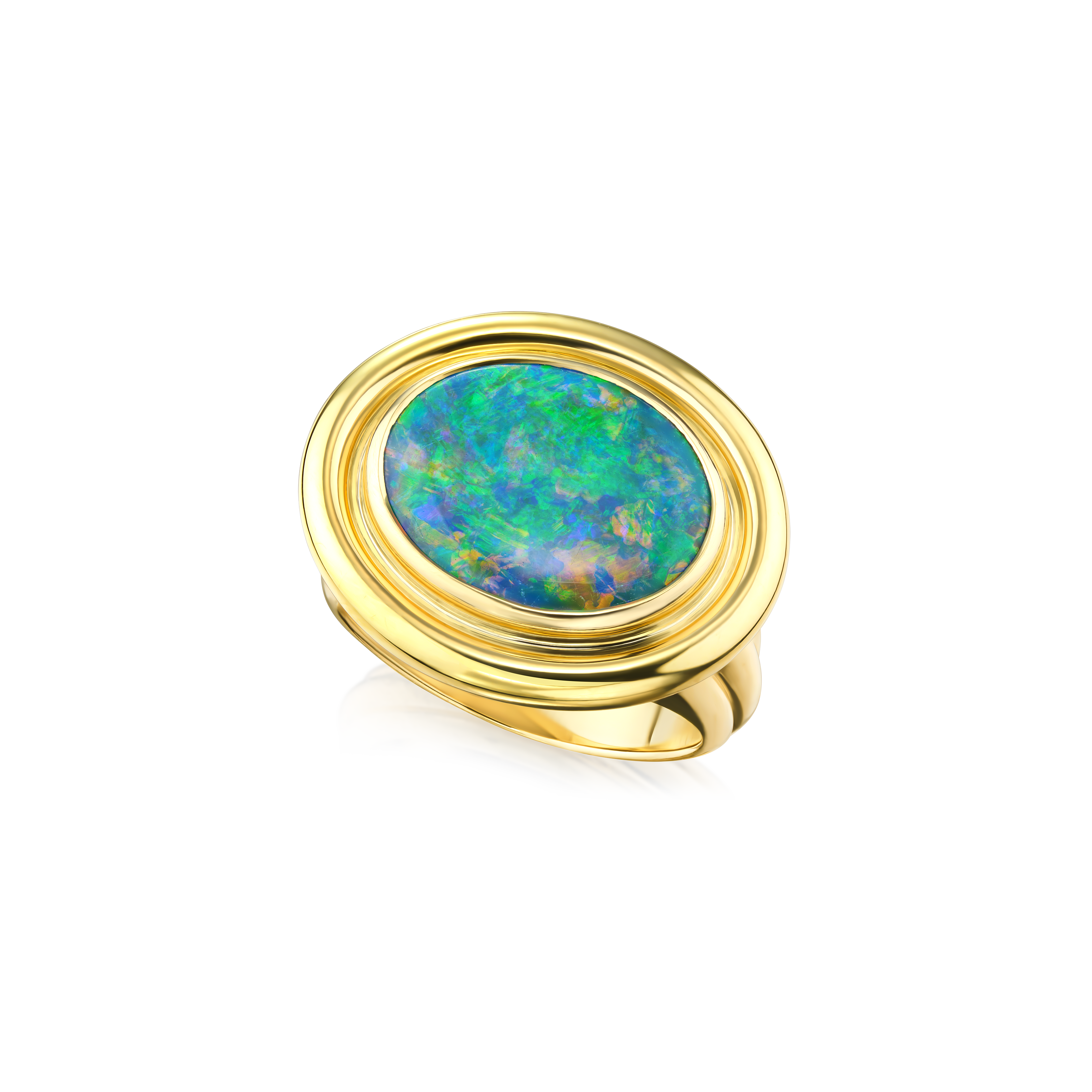 3.86ct Black Opal 18ct Yellow Gold Ring