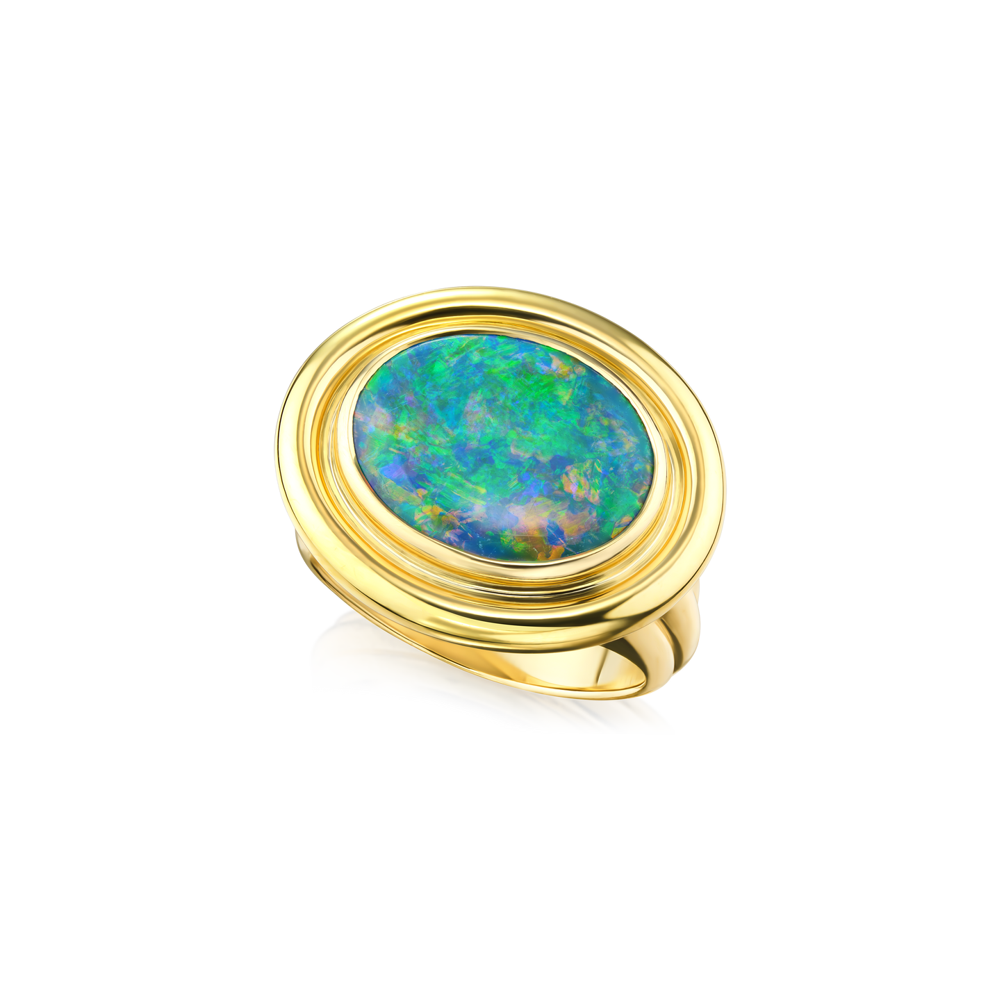 3.86ct Black Opal 18ct Yellow Gold Ring