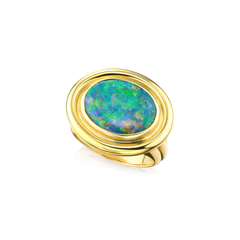 3.86ct Black Opal 18ct Yellow Gold Ring