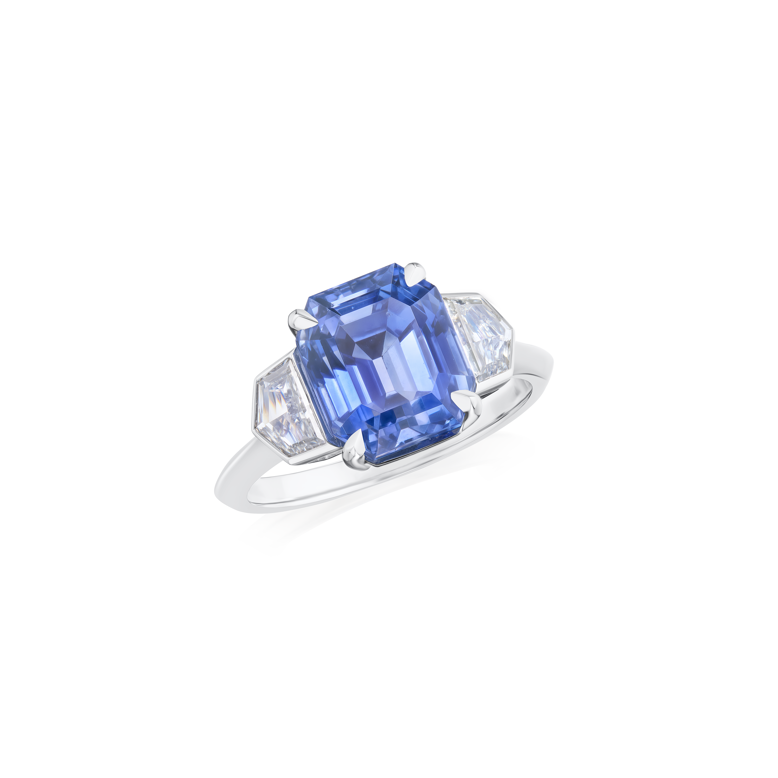 5.53ct Sapphire and Diamond Three Stone Ring