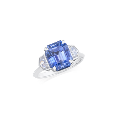 5.53ct Sapphire and Diamond Three Stone Ring