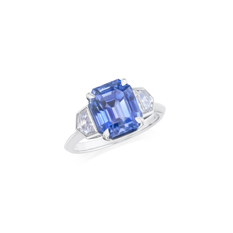 5.53ct Sapphire and Diamond Three Stone Ring