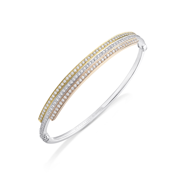 Skyline Collection Tri-Colour 1.25cts Diamond Set Bangle