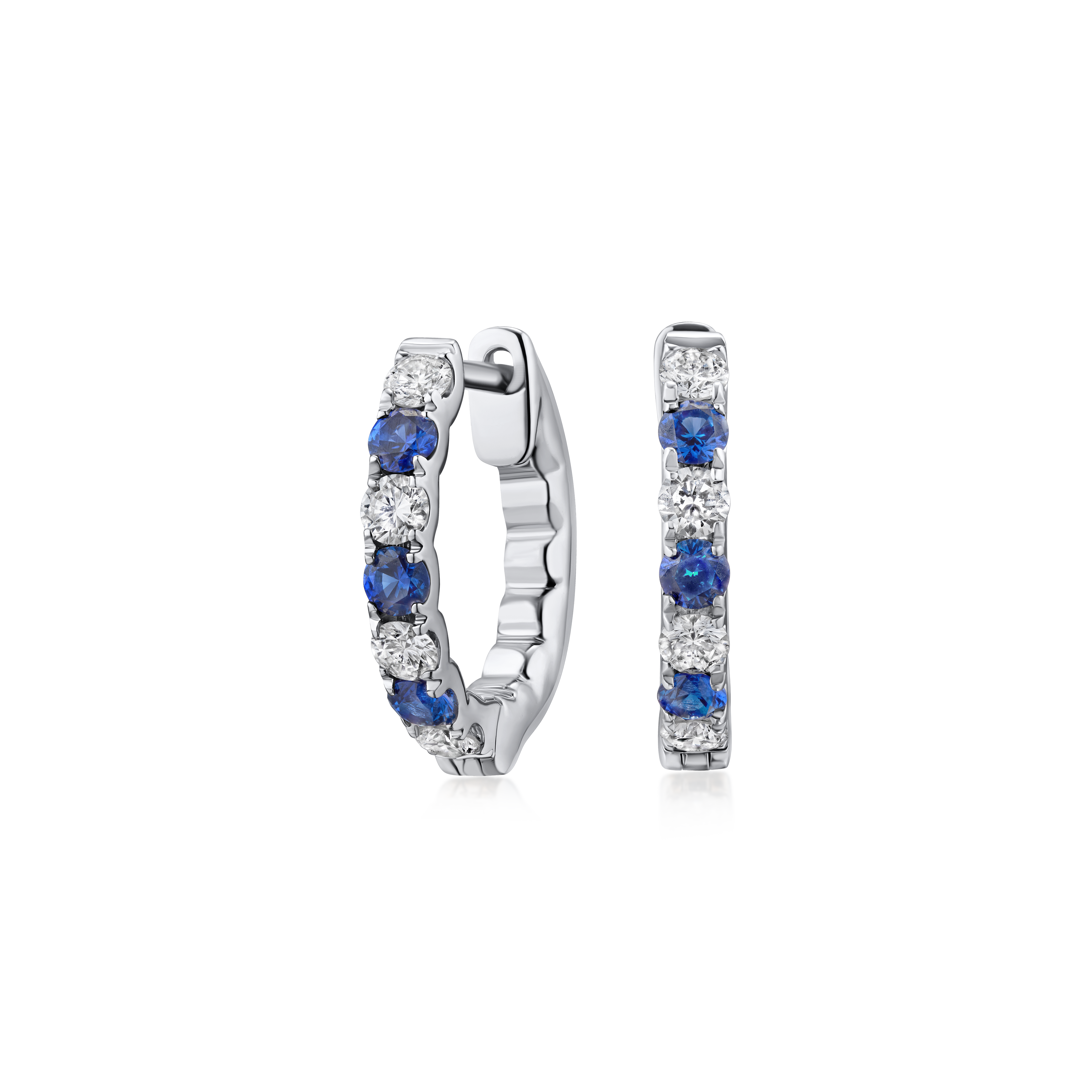 Sapphire and Diamond Hoop Earrings