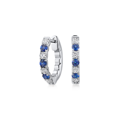 Sapphire and Diamond Hoop Earrings