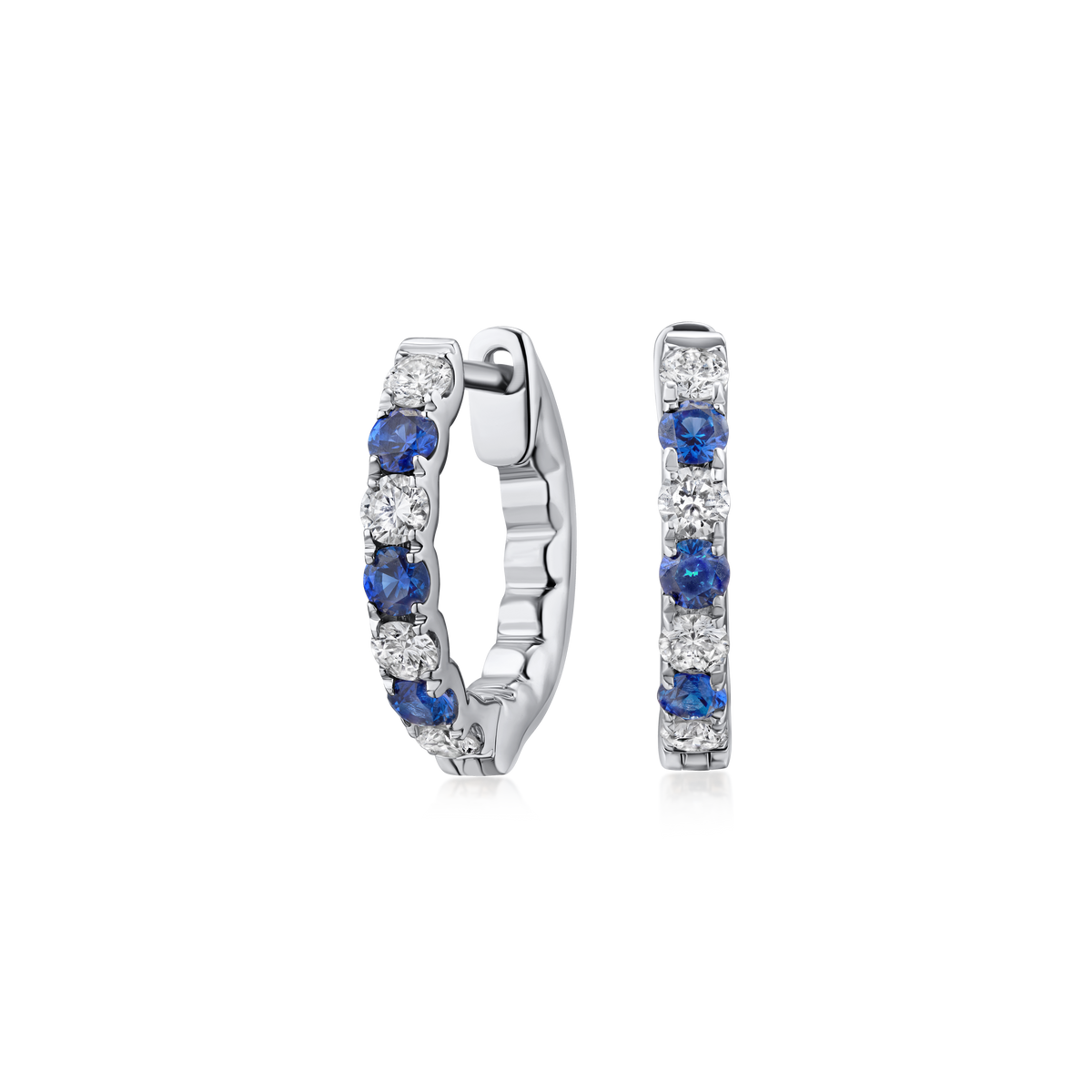 Sapphire and Diamond Hoop Earrings