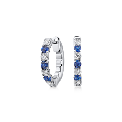 Sapphire and Diamond Hoop Earrings