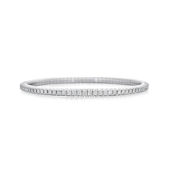 3.00cts Round Brilliant Cut Diamond 18ct White Gold Flex Bracelet