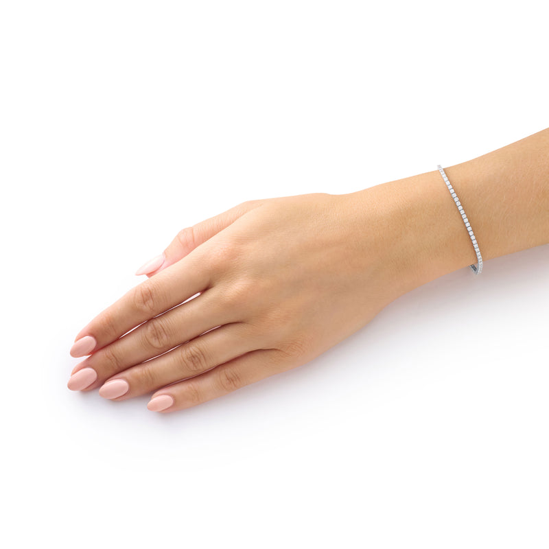 1.79cts Round Brilliant Cut Diamond 18ct White Gold Line Bracelet