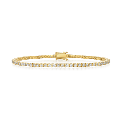 1.74cts Round Brilliant Cut Diamond 18ct Yellow Gold Line Bracelet