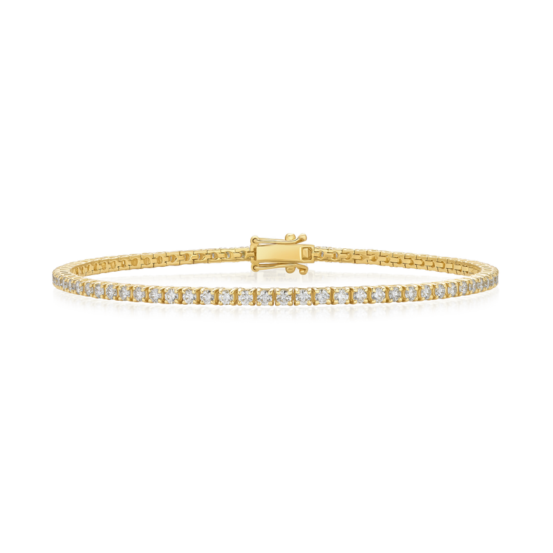 1.74cts Round Brilliant Cut Diamond 18ct Yellow Gold Line Bracelet