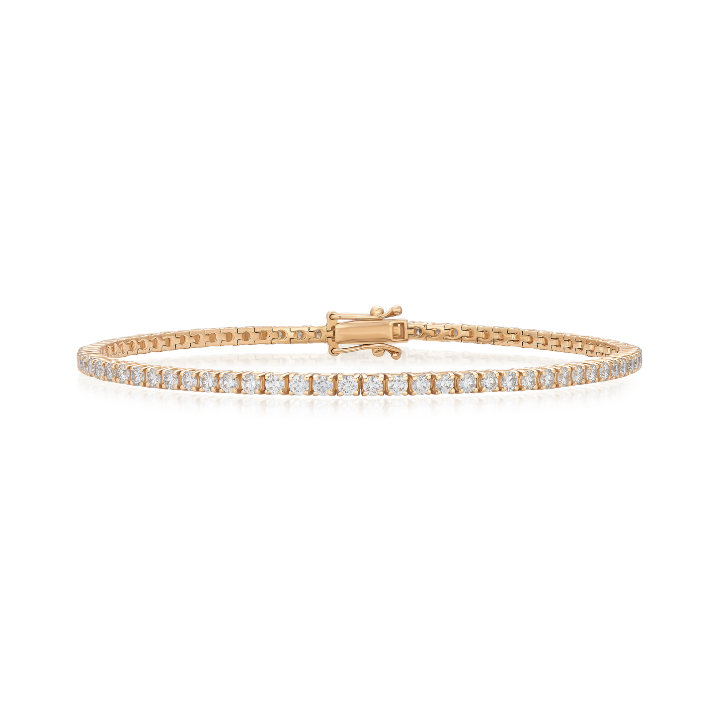 1.75cts Round Brilliant Cut Diamond 18ct Rose Gold Line Bracelet